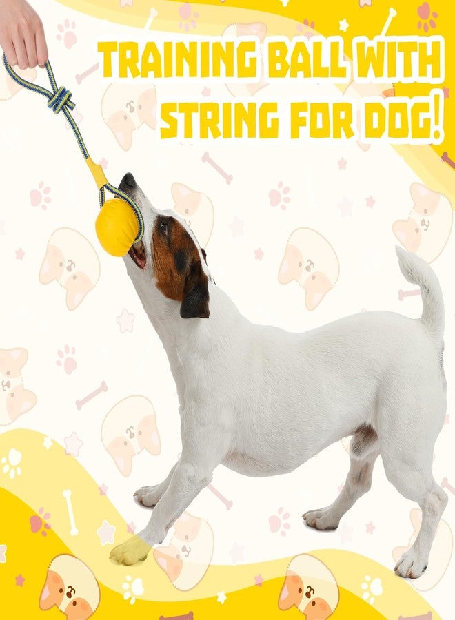 Hsei 2 Pcs Medium Dog Rope Ball EVA Rubber Ball Yellow Dog Toy Floats in Water for Interactive Pet Fetch Catch Throw Training Chewing Working Tugging - Image 3